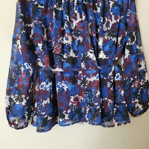 Whistles Women's Multicolour Floral Williamsburg Jacquard Long Sleeve Blouse Top - Picture 7 of 10